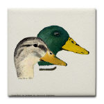 Mallard Duck Pair Watercolor Tile/Coaster by NANCE